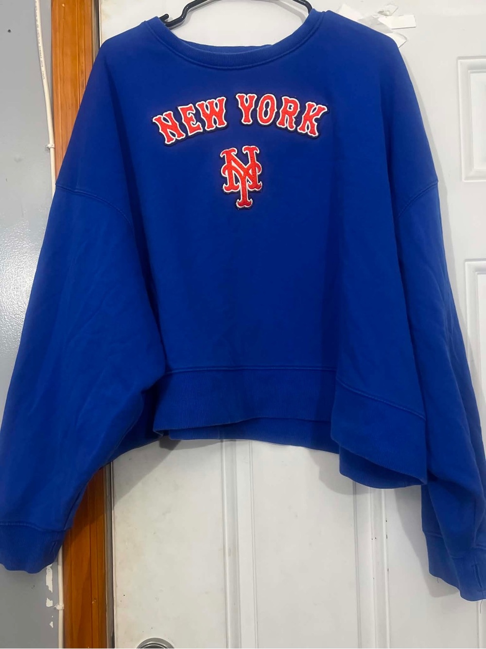 MLB New York Mets Royal Blue Crewneck Sweatshirt with Orange and White Logo